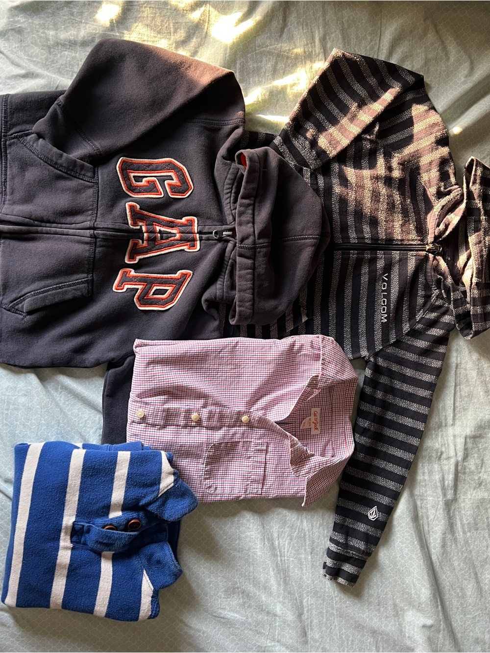 Bundle of Boys Fall clothing - Volcom striped, GAP zipped Hoodies, sweater XS